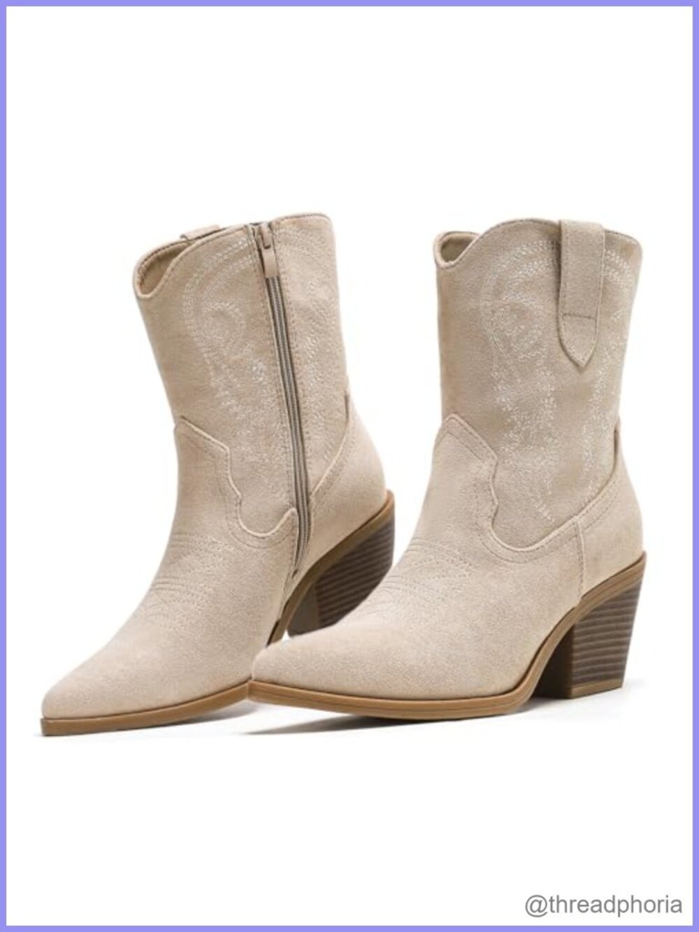 Pointed Toe Embroidered Ankle Booties Faux Suede Western Boots